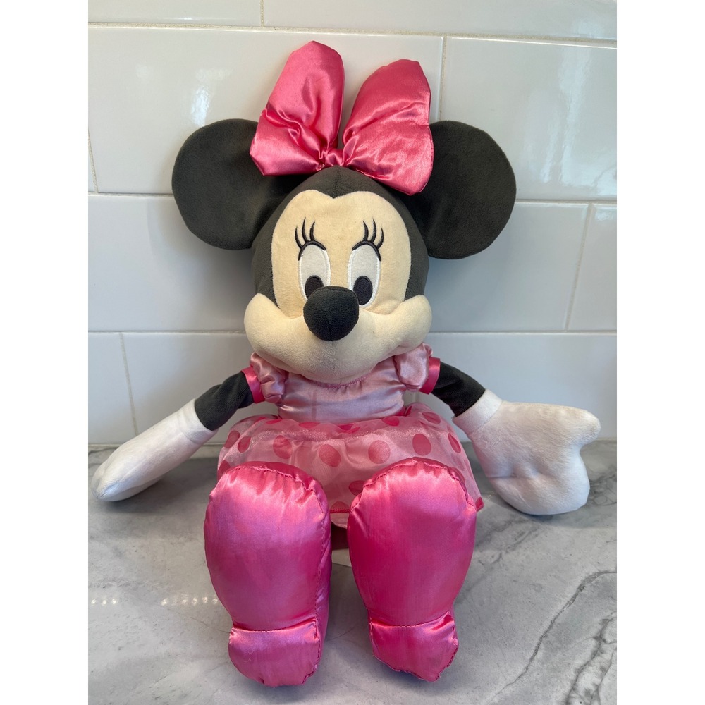 Disney Store Minnie Mouse Plush Disney Baby Pink Polka Dot Dress Soft Toy